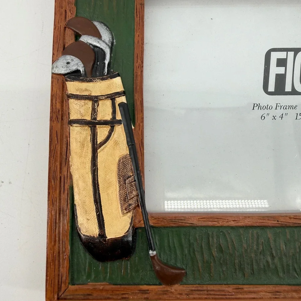FIGI Legends of the Fairway Golf Photo Frame 4x6 Hand Painted Resin Vtg Decor